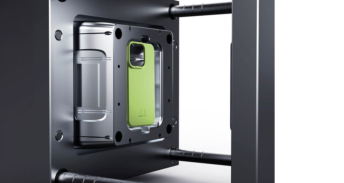 low-carbon emissions production with carma case injection mold features green leaf phone