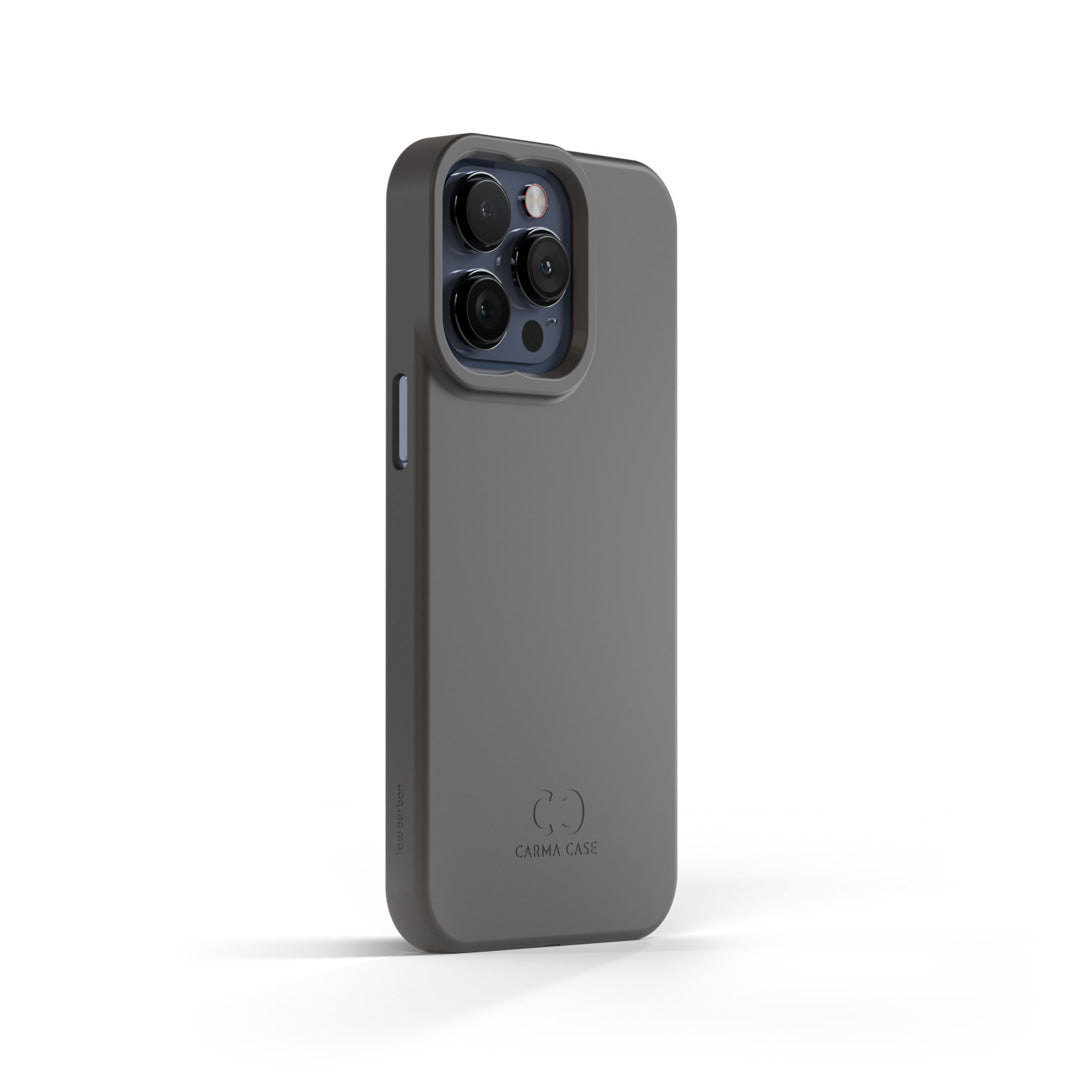 back of gray stone case with iphone